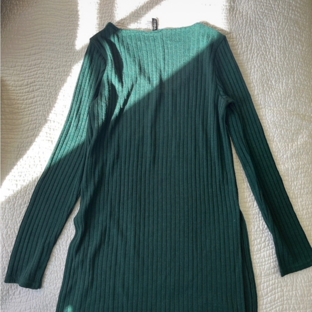 Green Ribbed Long Sleeve Sweater - Picture 5 of 5